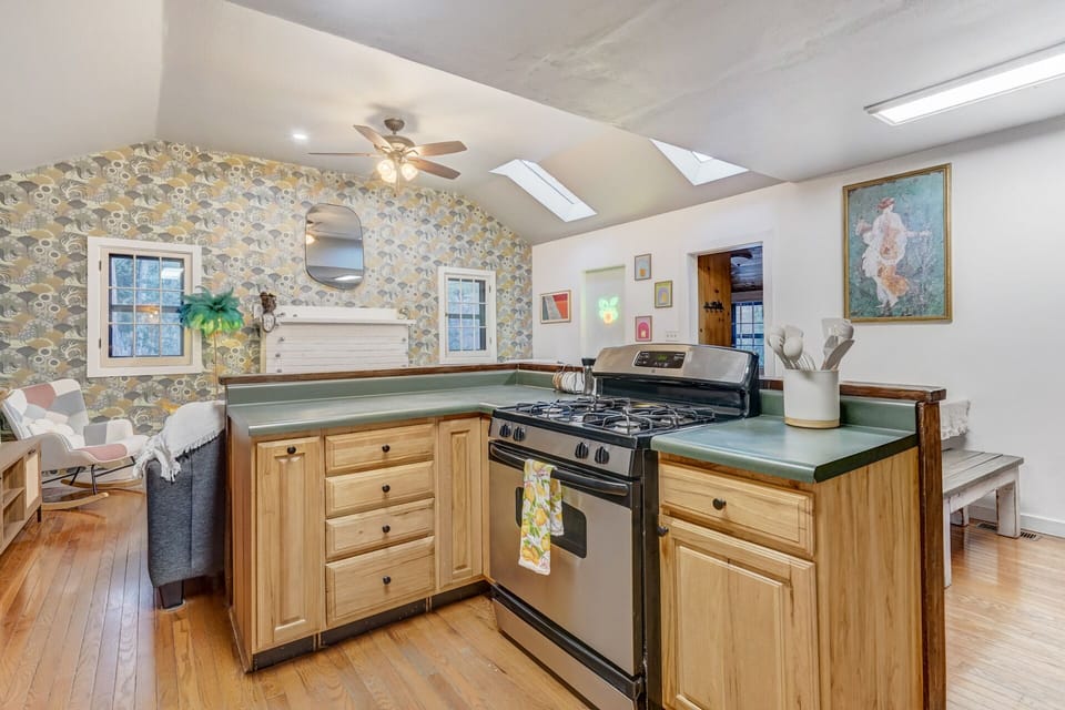 The kitchen is fully equipped to prepare meals at home.