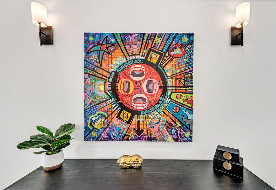 A stunning piece of local art that decorates the halls and rooms.