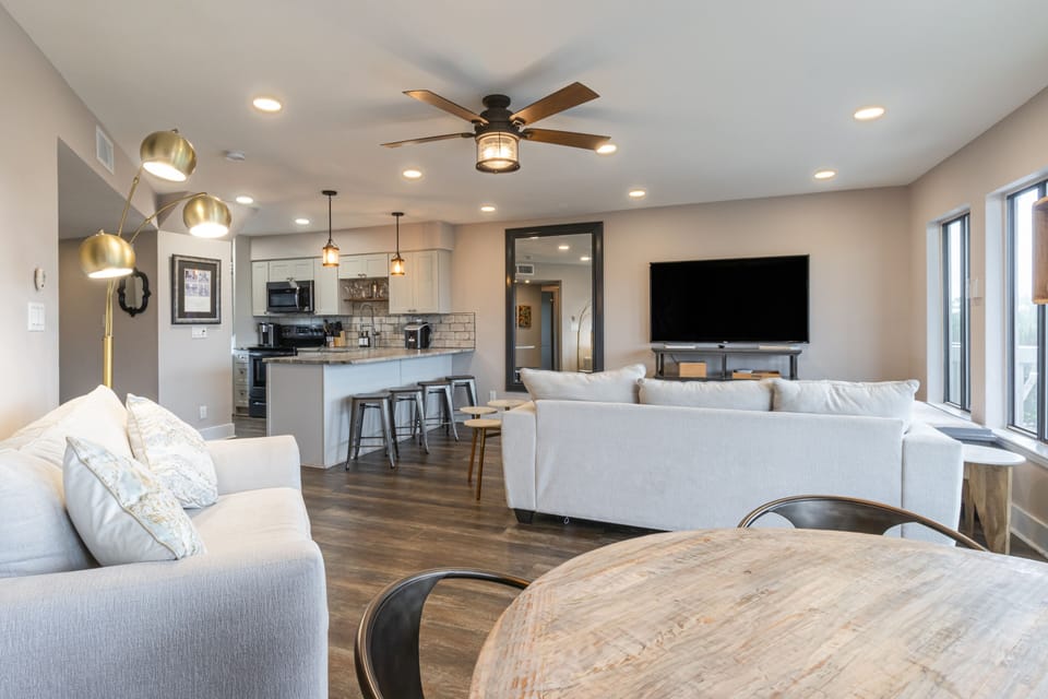 Stunning, modern interior with an open floor plan.