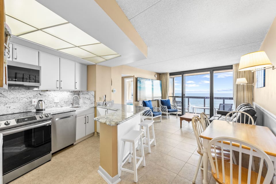 Whip up a gourmet meal in his fully stocked kitchen.