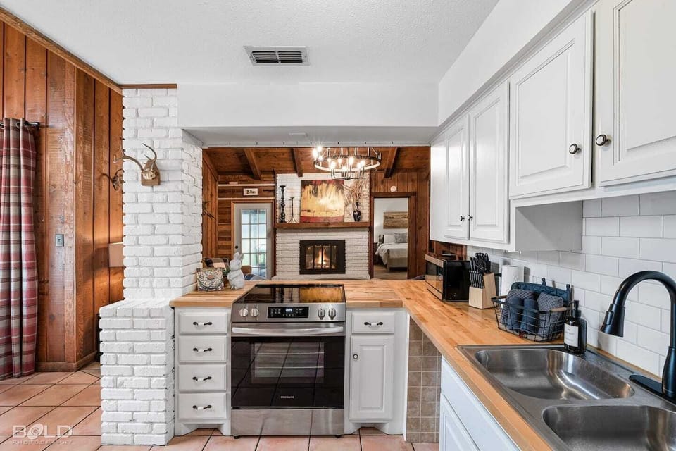 Kitchen opens to the living room