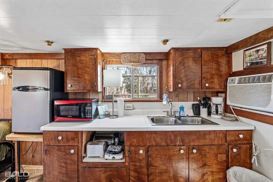 Cute original cabinetry.