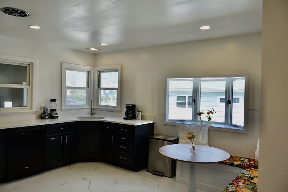 Bright, spacious kitchen stocked with everything you might need, or might not. 