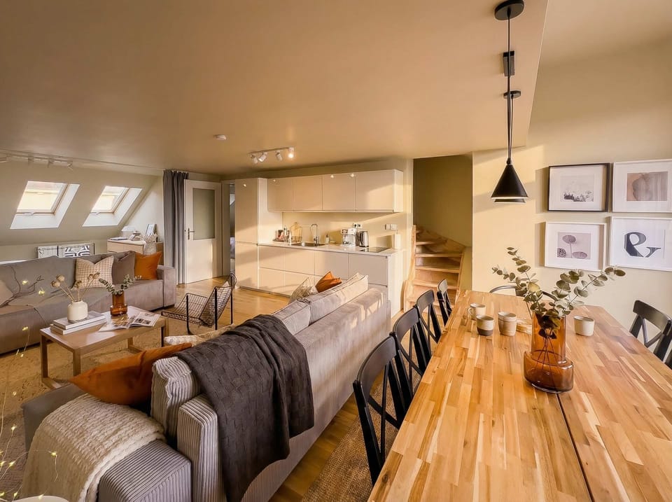 Living room and dinning table flooded with daylight