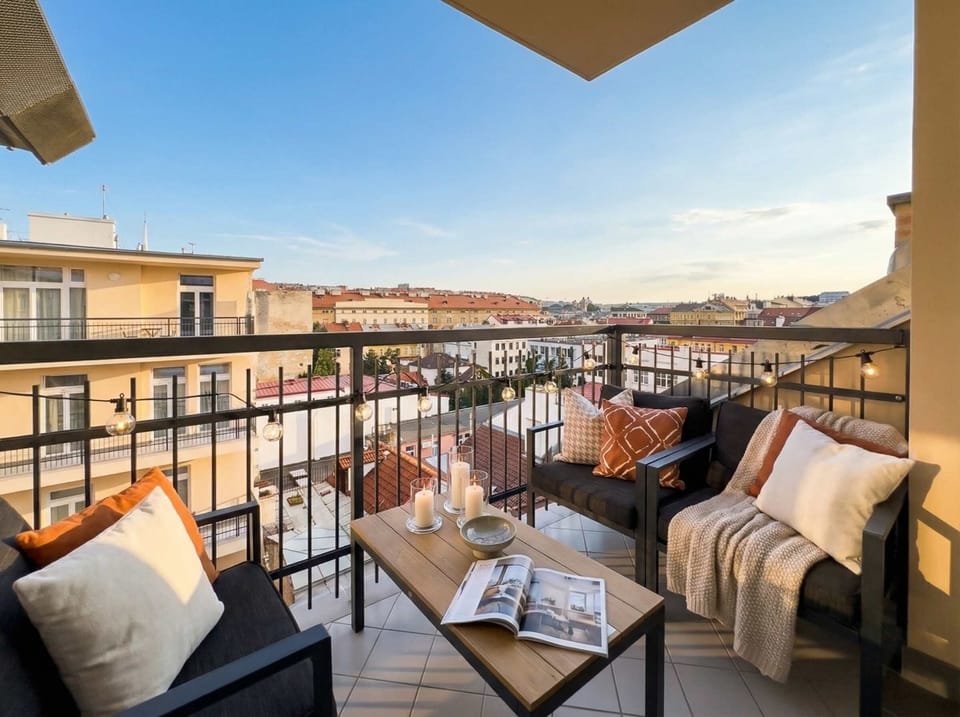 The terrace with outdoor seating