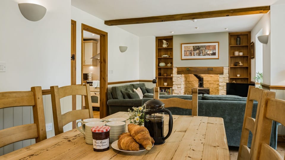 The spacious living room and dining room is perfect for a family escape
