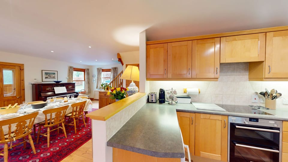 The well equipped kitchen and dining space