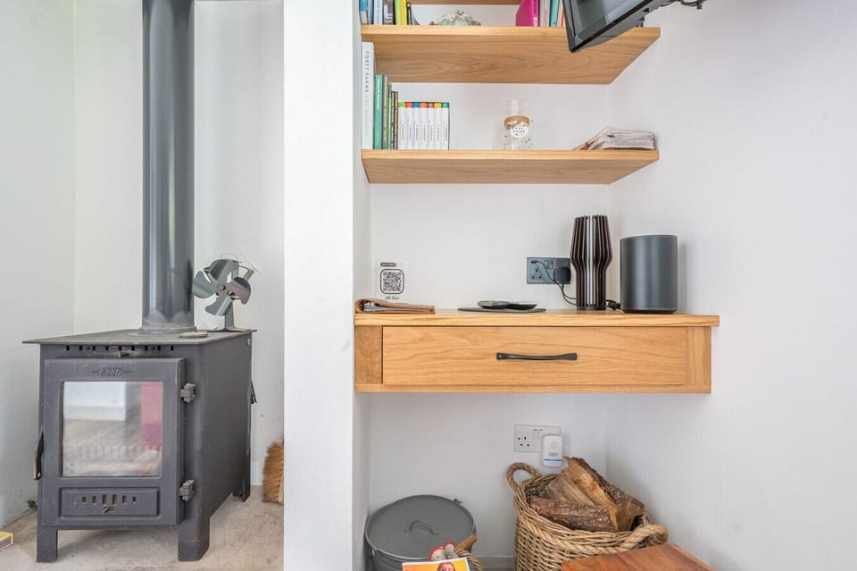 Wood burner in the lounge area