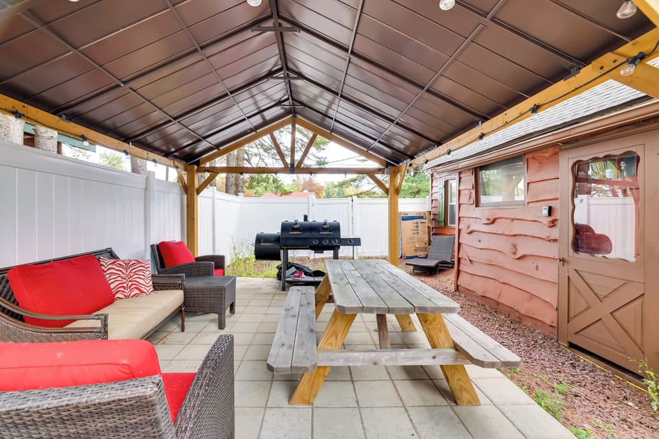 Covered Patio | Outdoor Dining Area | Gas Grill | Fenced-In Yard