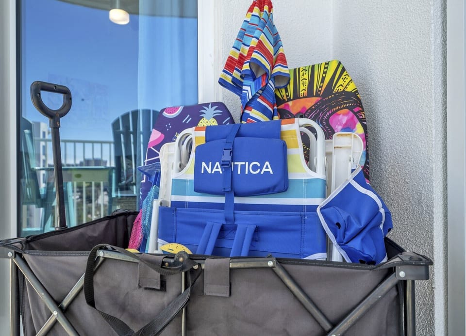 Complimentary beach cart and accessories