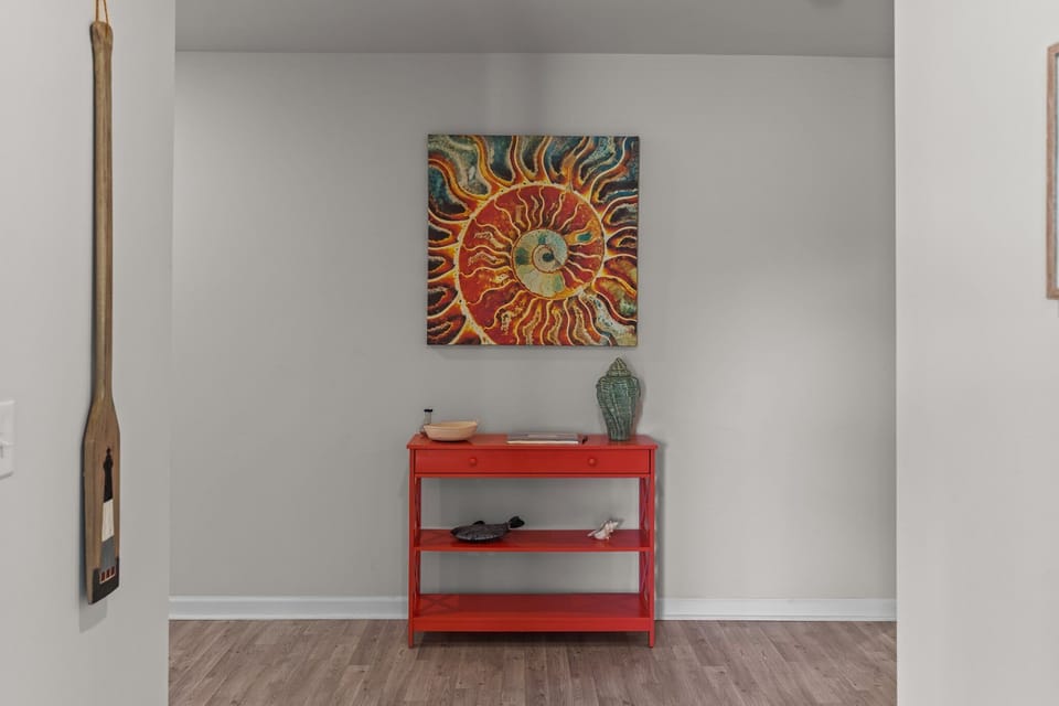 Local art is featured around the home!