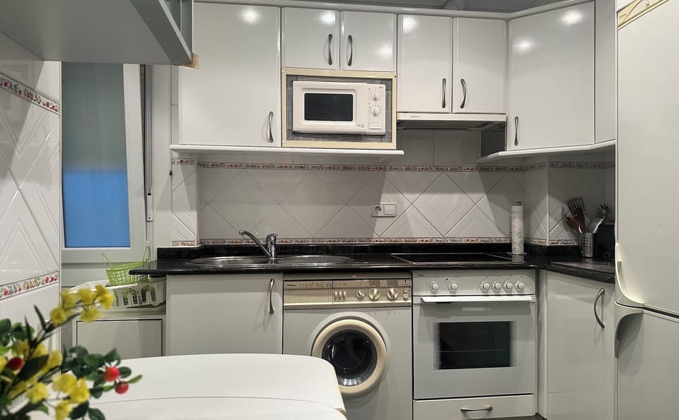 Full-size fridge, microwave, oven, stovetop