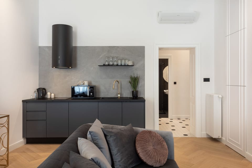 Deluxe Apartment | Private kitchen | Full-size fridge, microwave, dishwasher, electric kettle