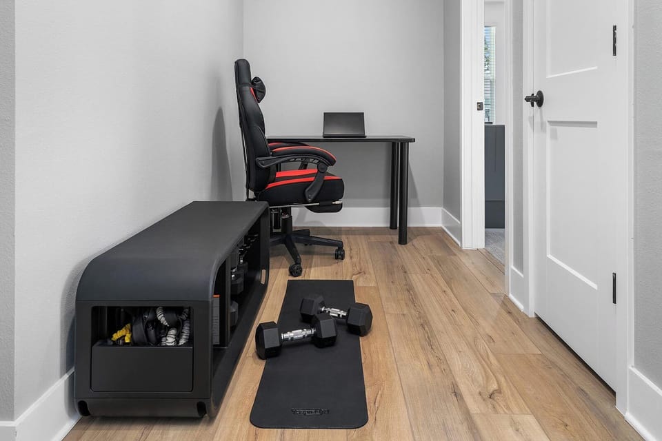 Game Loft w/ Workout Equipment and Office Desk