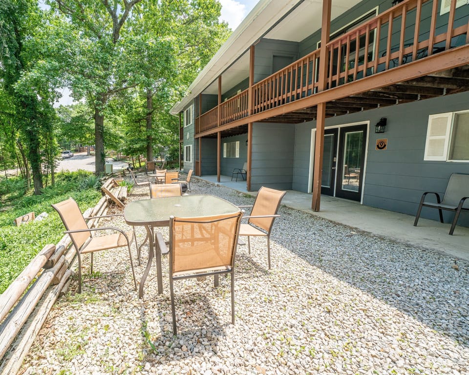 Tribesman is the upper middle unit of this 2-story building (entrance is on the opposite side, just 4-5 steps up to the door)