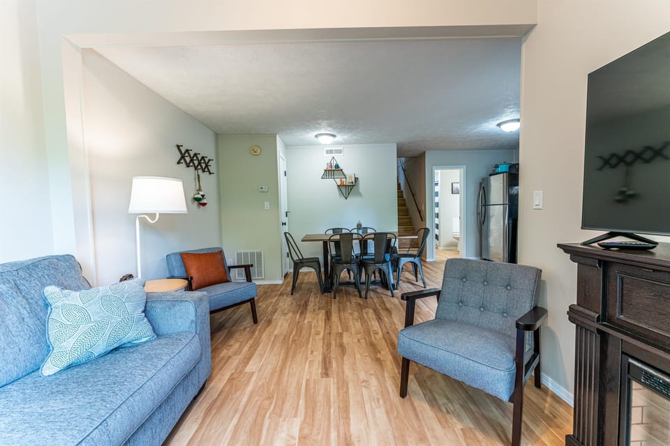 Living room is open to the dining area and kitchen