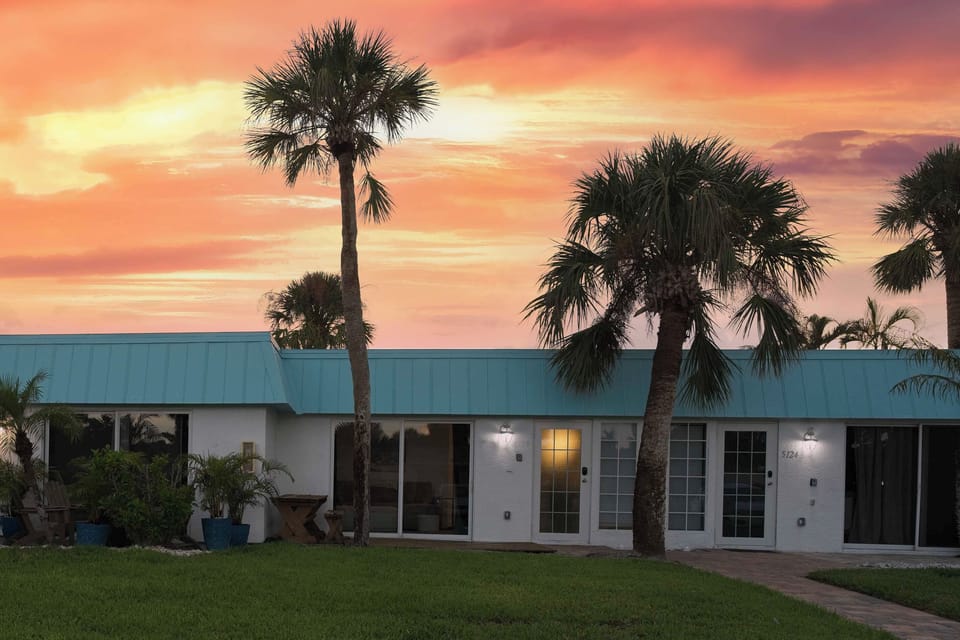 Dusk view of front of building