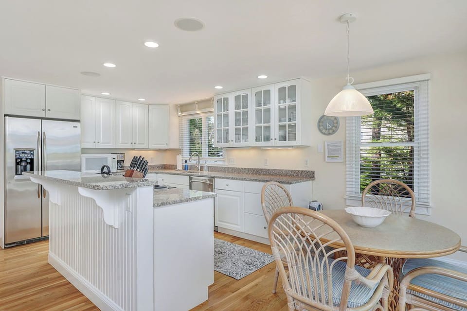 Ample counter space and newer stainless-steel appliances.
