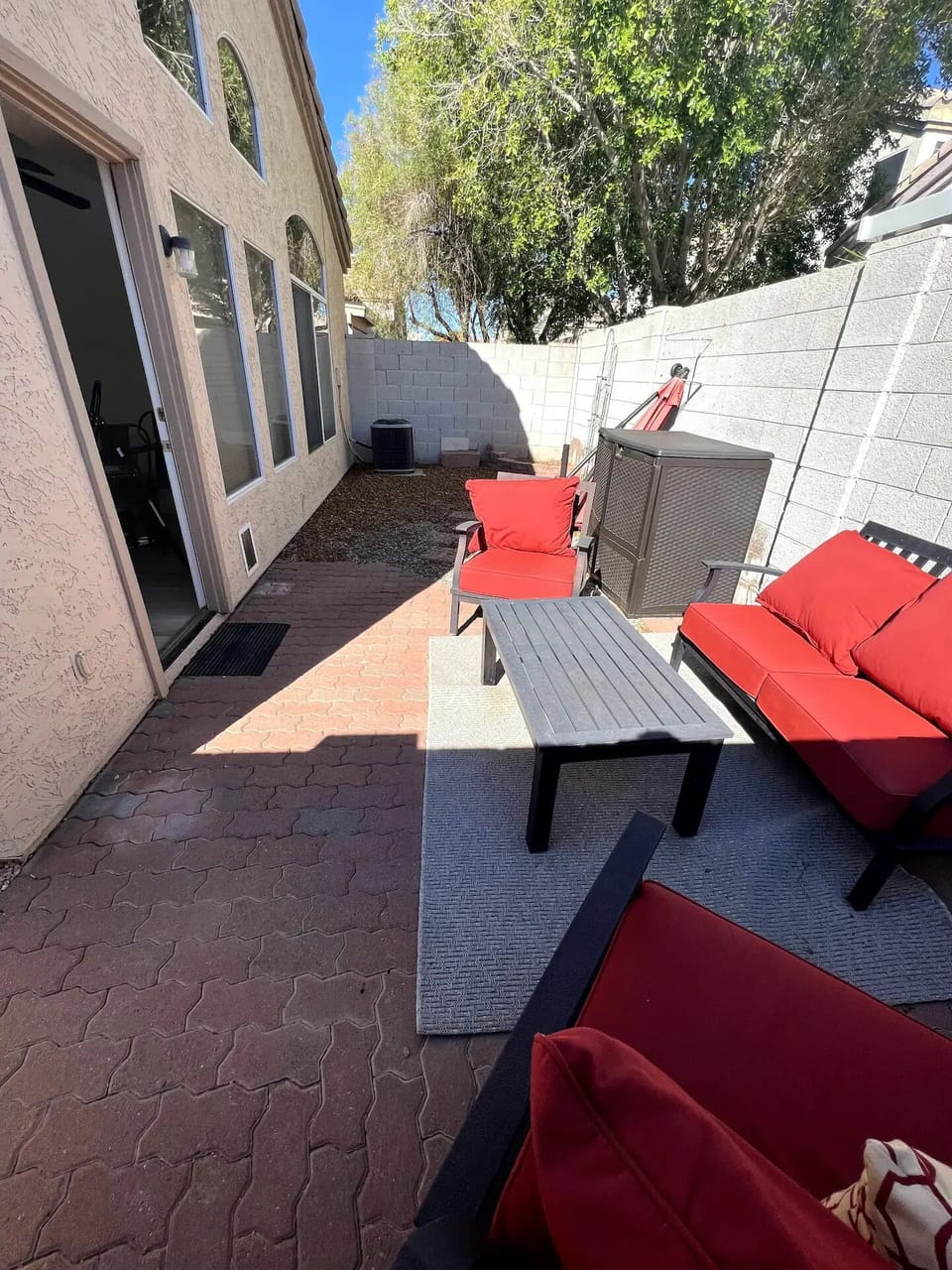 Sunbrella furniture in the back yard.