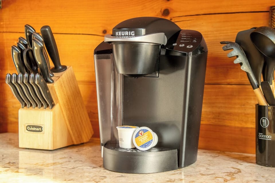 Your mornings start easy with a Keurig coffee maker, quality knife set, and everything you need to cook your favorite meals.