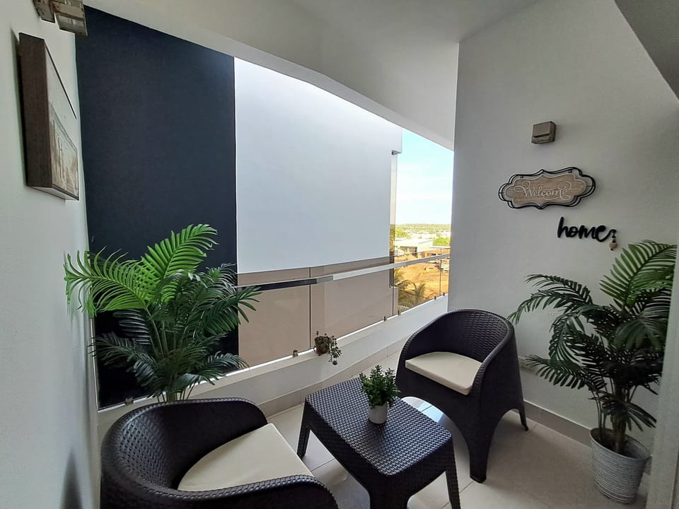 Furnished balcony.