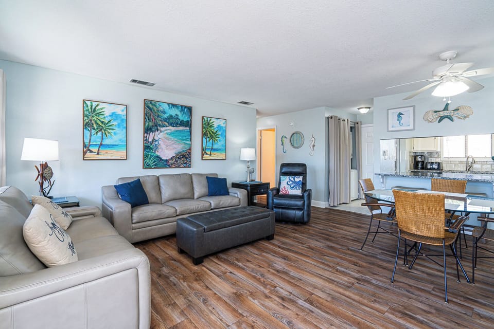 Condo, Multiple Beds, Balcony (Beachfront Joy at Sandpiper Cove) | Living area | 42-inch flat-screen TV with digital channels, TV