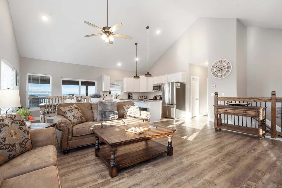Cabin, Multiple Beds, Patio (A Birds Eye Bridge View) | Living area | 50-inch flat-screen TV with digital channels, fireplace