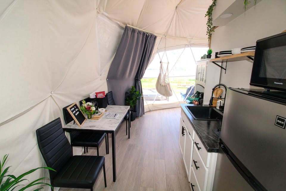 Luxury Tent, 2 Bedrooms, Hot Tub, Bay View | Private kitchen | Fridge, microwave, coffee/tea maker, electric kettle