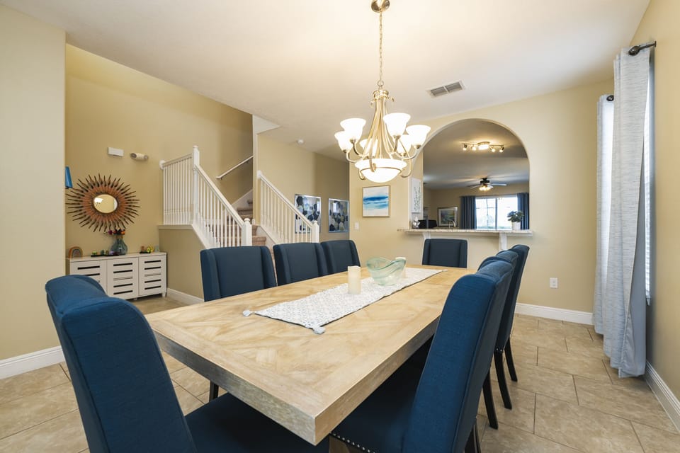 Formal dining area seating 8