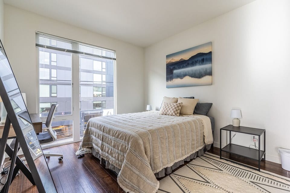 Bedroom and desk area