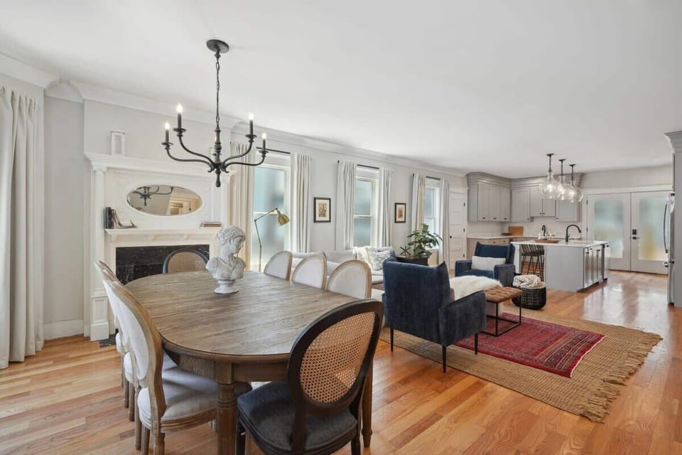 Dining Area | Open Concept Dining Area with Chandelier | First Floor