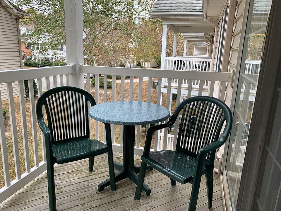 Furnished balcony for every suite.