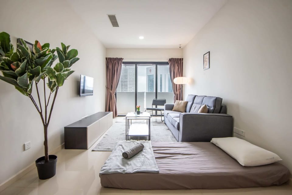 A single sized floor mattress.