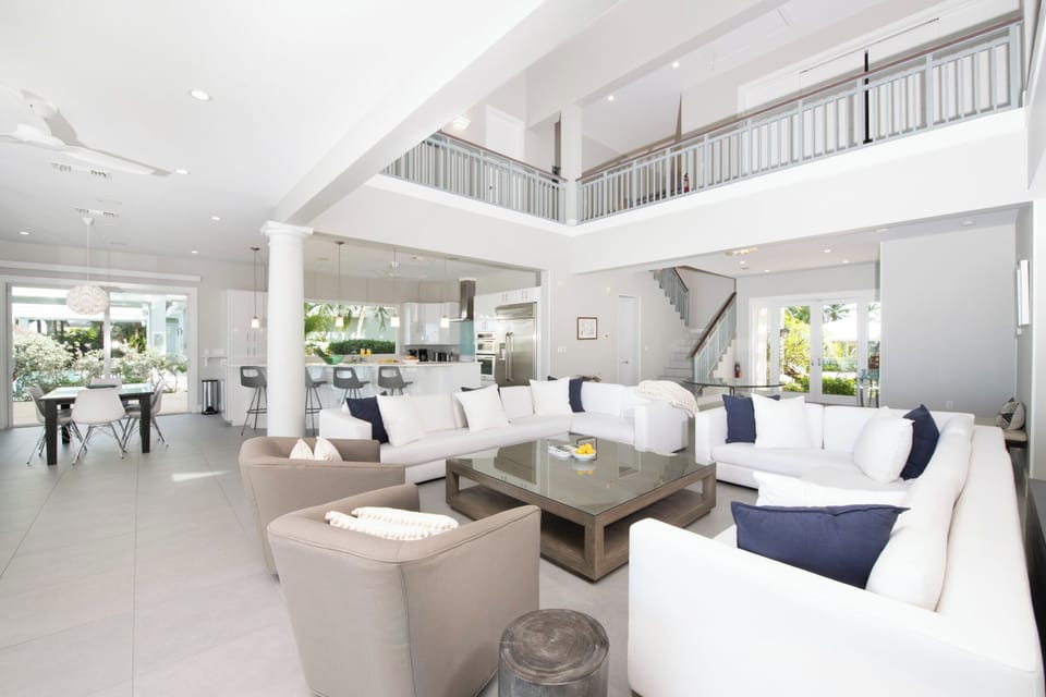 Spacious living area with sectional sofa seating. 