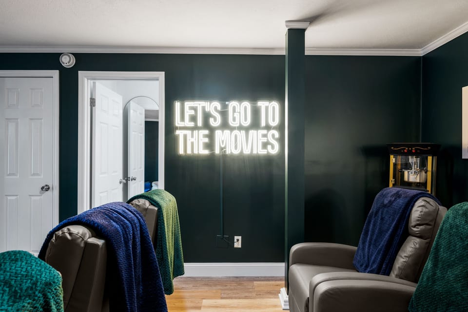 Settle into the home theater and dim the lights for movie night.