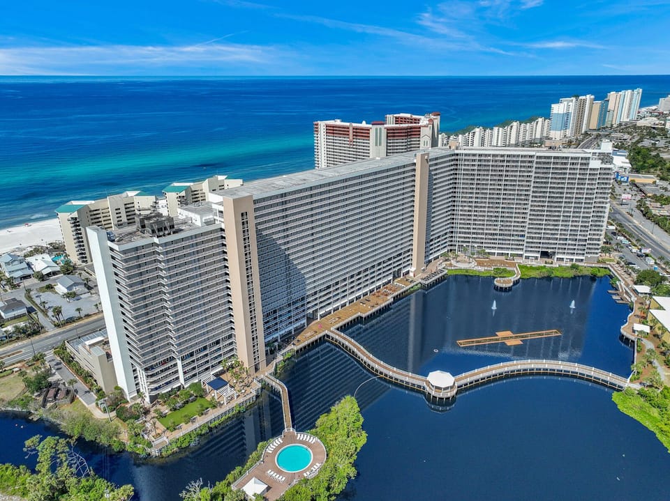 Laketown Wharf  emersed in tropical blue and sunshine