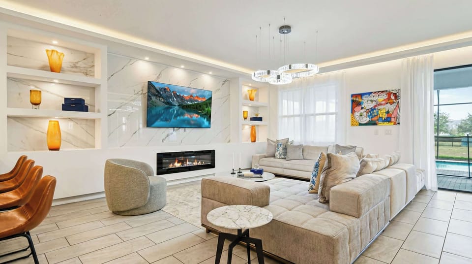 Kick back and relax in our spacious living room, where you can unwind with your favorite book or movie.