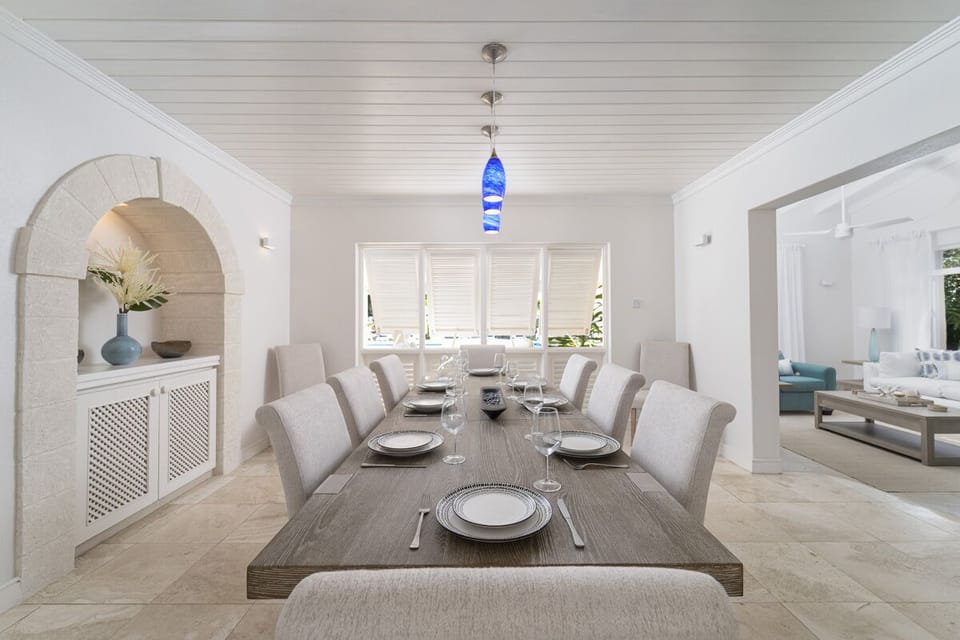 Formal dining area with seating for eight