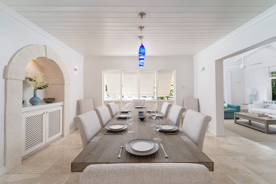 Formal dining area with seating for eight