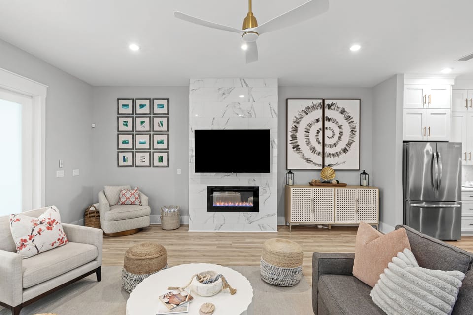 Fireplace.