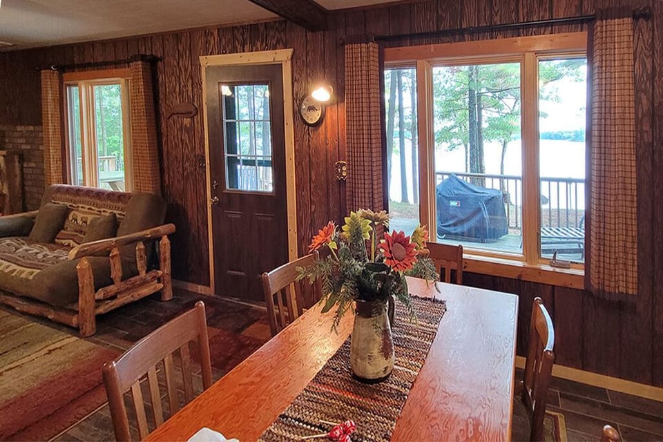 Lake views from the living room and the kitchen.