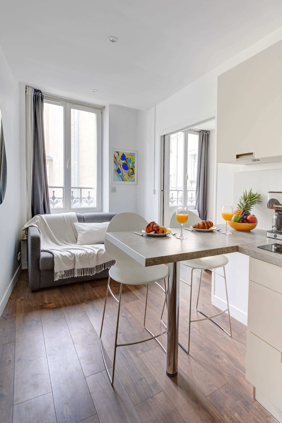 The open-plan living, kitchen and dining area