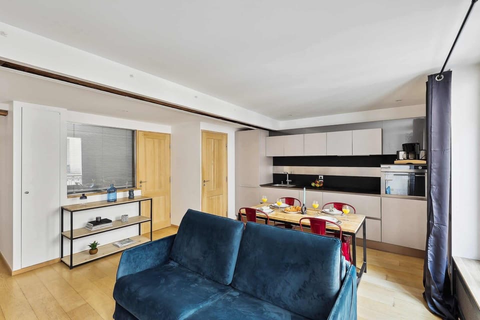 The open-plan living, kitchen and dining area