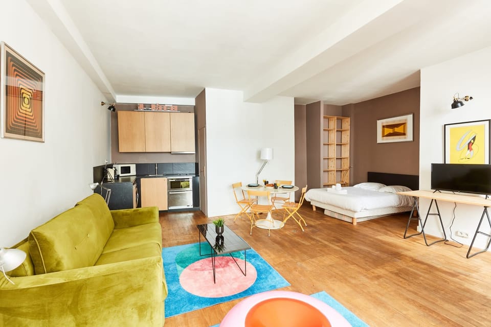 The open-plan living, kitchen and dining area
