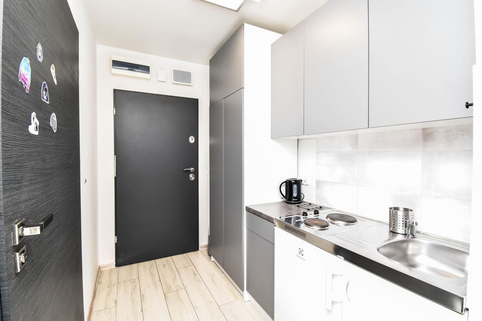 Mini-fridge, microwave, stovetop, electric kettle