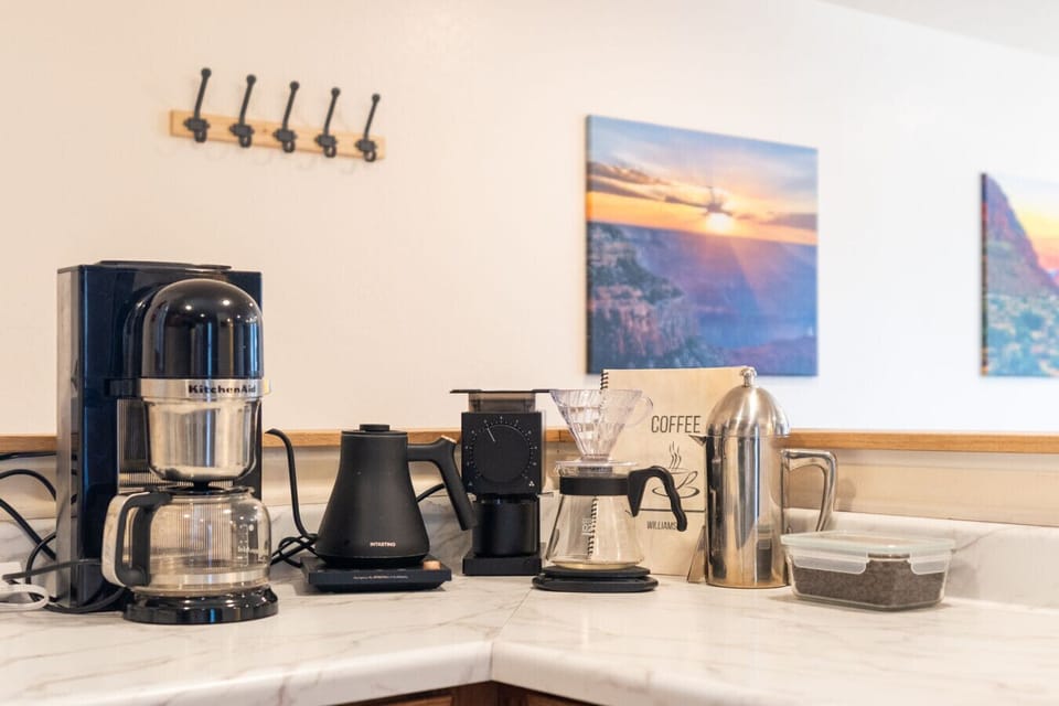 Curated coffee bar with multiple brewing options for a better start to your morning.
