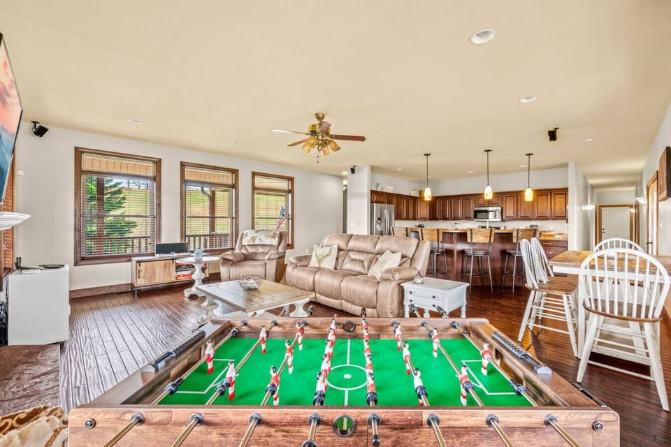 The living room provides additional games for the entire group to enjoy.
