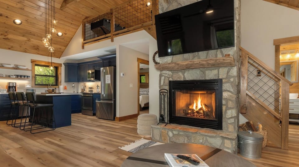 Main Floor Living Room Wood Burning Fireplace