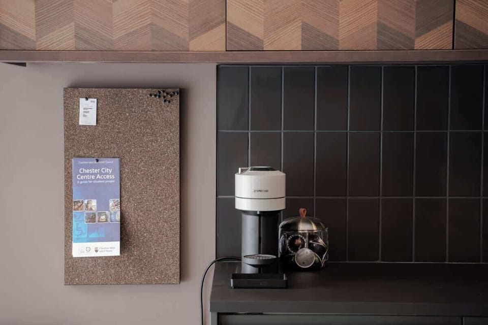 The Kitchen: start your day off right with a drink made in our coffee machine.  Nespresso Vertuo coffee machine (starter pods provided)