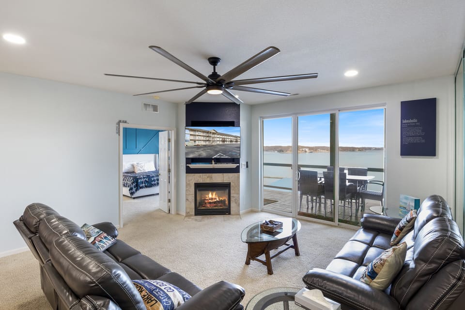 Take a break and sink into the comfort of the living room and the warmth of the fireplace